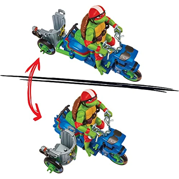 Merkloos TMNT Mutant Mayhem Ninja Battle Motor, Spielzeug-Sammelfigur mit Turtle Cycle und transformierbarem Seitenwagen, inklusive spezieller Waffen – Bild 2
