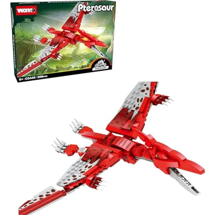 WOMA C0445 Dinosaurier-Baustein-Set für Kinder ab 6 Jahren, 308 Teile mit Flugsaurier-Thema – Bild 1