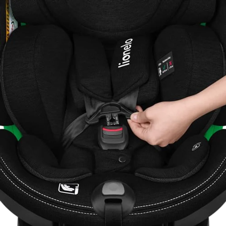 lionelo Autokindersitz Harmony I-Size, 360° drehbar, ISOFIX, Gürtelalarm, ab Geburt bis 12 Jahre, Bambusstoff, (Set) – Bild 5