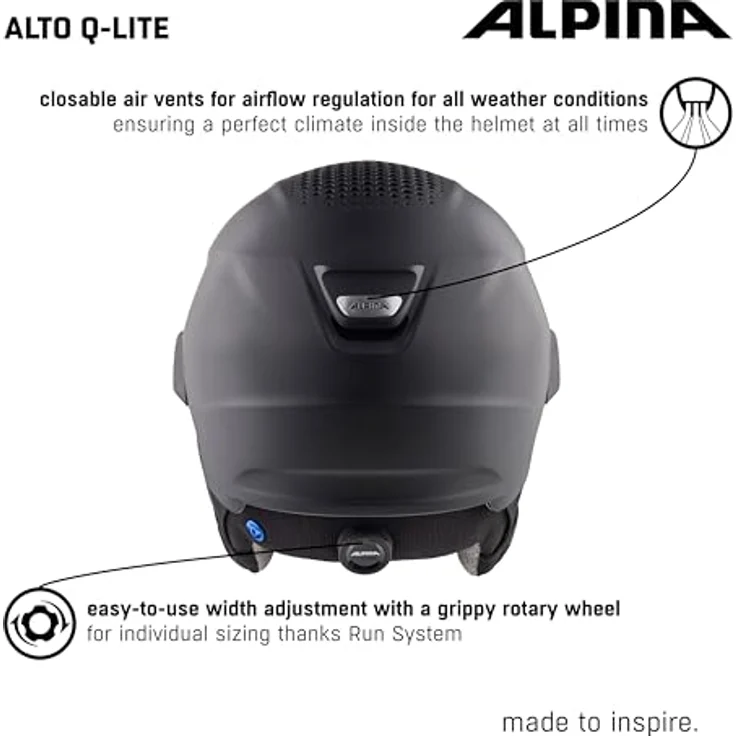 Alpina Unisex-Erwachsene Alto Q-LITE Skihelm, Black matt (Gold Mirror), 59-63 – Bild 5