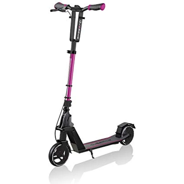 Globber Scooter One K 165 BR, faltbarer Roller für Jugendliche und Erwachsene, Rubinrot, mit vorderer Stossdämpfung und höhenverstellbarer Lenkstange