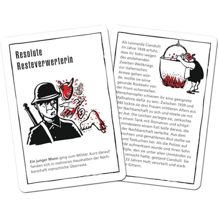 moses 90049 Black Stories True Crime-50 Rätsel Kartenspiel mit Spielvariante und Punktechips, White - Rätselspiel für Jugendliche und Erwachsene – Bild 4