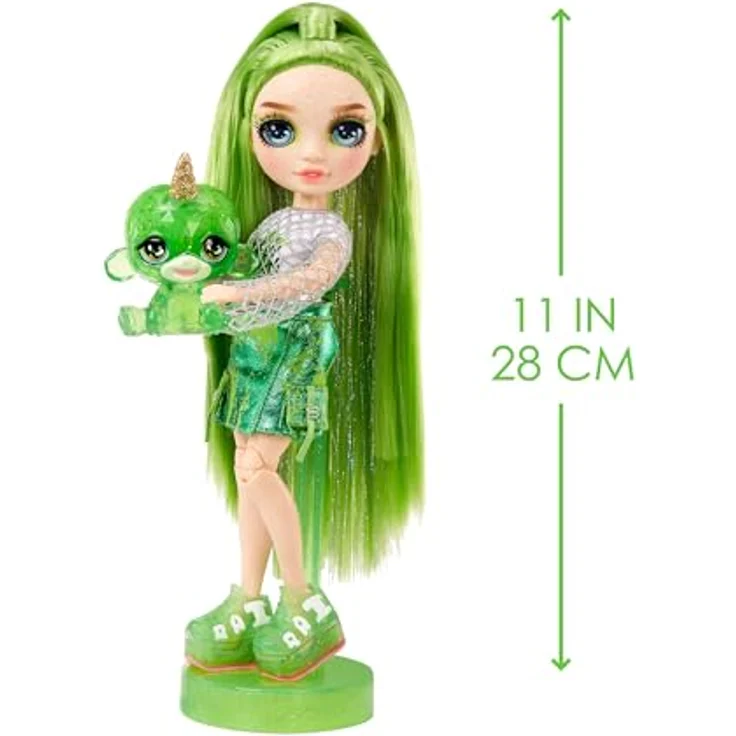 Rainbow High Anziehpuppe Classic Rainbow Fashion Doll- Jade (green), mit funkelndem, glänzendem Haustier und magischem Glitzerschleim - Preisvergleich – Bild 3