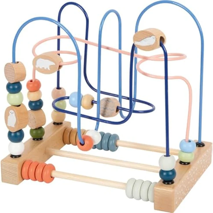 Small Foot Motorikschleife „Arctic“ aus FSC® 100%-zertifiziertem Holz, Motorikspielzeug für Kinder ab 1 Jahr, 12442, Vielseitiges Motorikspielzeug mit 3 Motorikschleifen und Tierportraits, bunt – Bild 3
