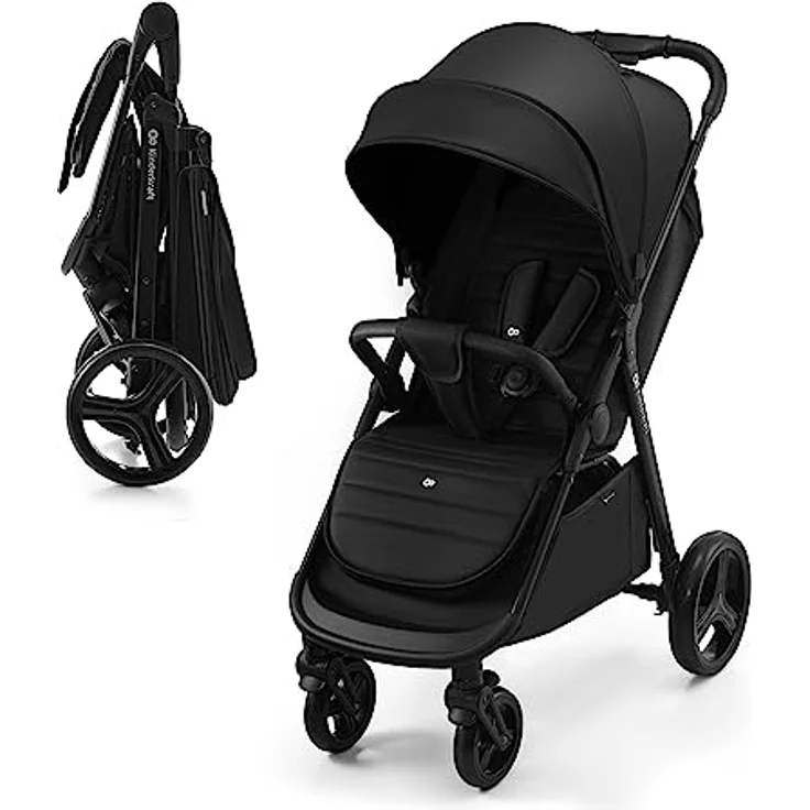Kinderkraft RINE Buggy bis 22 kg, Kinderwagen, Mit einer Hand zusammenklappbar, wasserfestes Verdeck mit UPF50+ Filter, liegende Position, Getränkehalter im set, Schwarz – Bild 1
