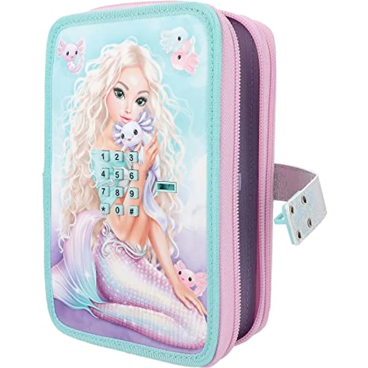 Depesche 12299 TOPModel Mermaid - Gefüllte 2-Fach Federtasche in Türkis und Lila, mit Meerjungfrauenmotiv und Code, Federmäppchen mit Buntstiften, Schere, Lineal uvm. – Bild 3