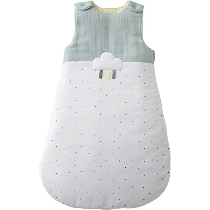 Vertbaudet Ärmelloser Baby Schlafsack,Frühlingsregen weiß/grün 85