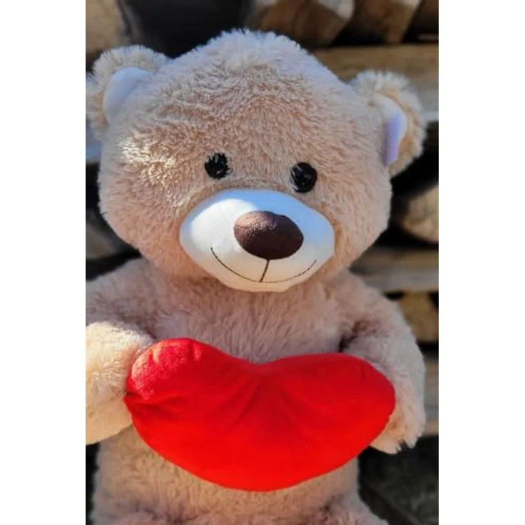 Geschenkestadl XXL Teddybär Creme, Kuschelbär 100 cm mit Herz, ideal zum Kuscheln – Bild 3