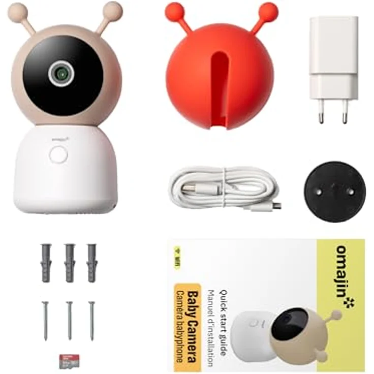 OMAJIN Smarte Babyphone-Kamera, 2K HD, Nachtsicht, Info bei Weinen, bidirektionales Audio, Schlaflieder u. -melodien, Nachtlicht, Feuchtigkeits- u. Temperatursensor, App-Steuerung, OBC-01 – Bild 5