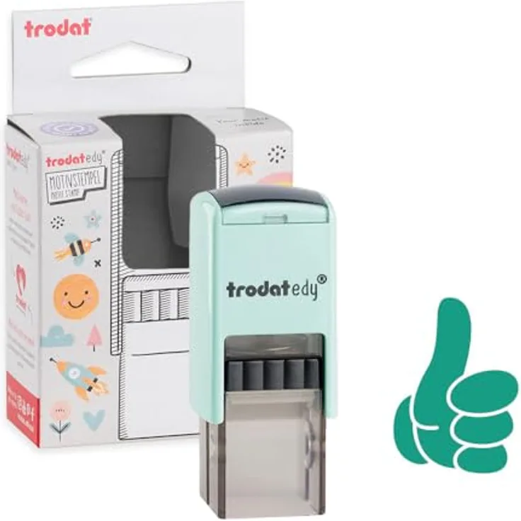 trodat edy®Fix Motivstempel Daumen 2,0 x 2,0 cm, grün, pastell-grünes Gehäuse, 1 St.