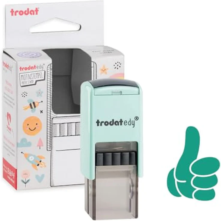trodat edy®Fix Motivstempel Daumen 2,0 x 2,0 cm, grün, pastell-grünes Gehäuse, 1 St. – Bild 1