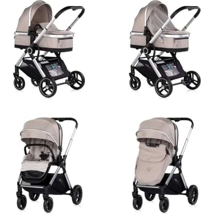 Chipolino Euphoria 3in1 Kombikinderwagen, umbaubar und klappbar, beige – Bild 3