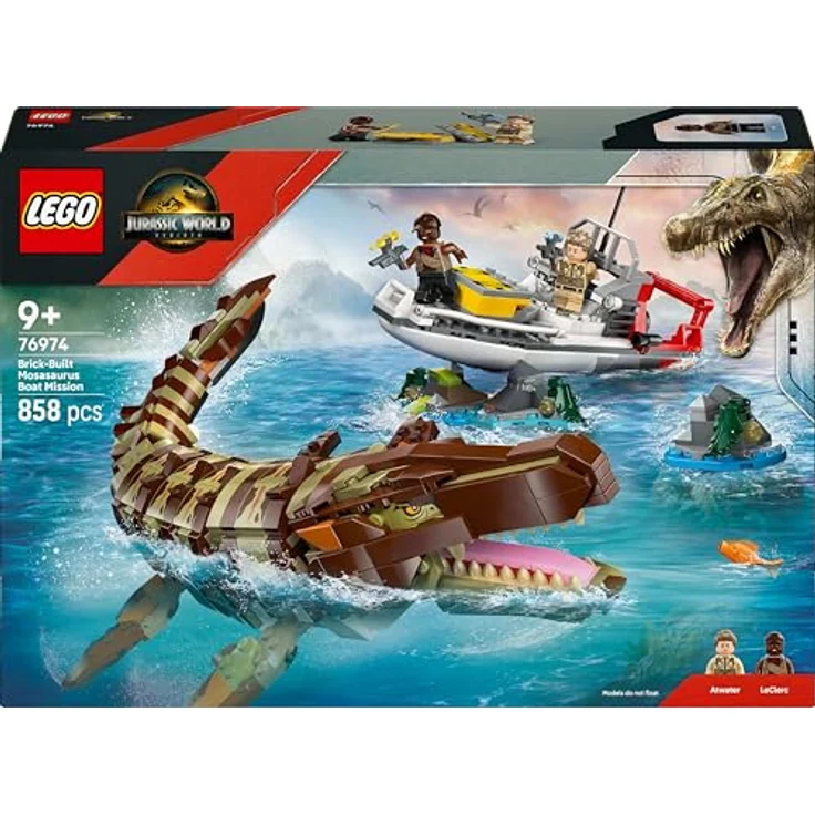 LEGO Jurassic World 76974 - Mosasaurier: Die Bootmission, 858 Teile, ab 9 Jahren, beweglicher Dino mit aufklappbarem Maul und detailreichem Boot – Bild 11