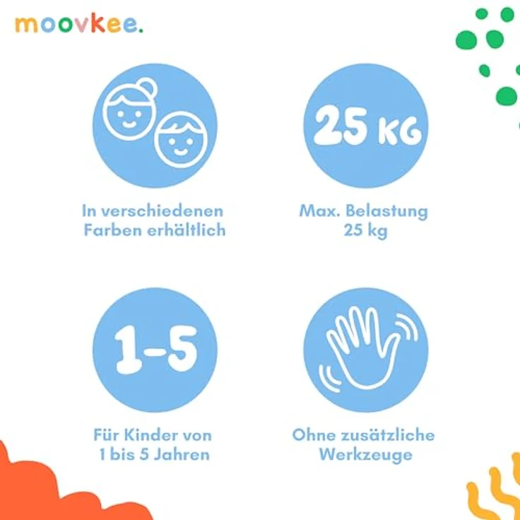 moovkee Dreirad ab 1 Jahr mit Schubstange 6in1 - Laufrad ab 1 Jahr - Baby Fahrrad - Stahlrahmen - Schwarz – Bild 4