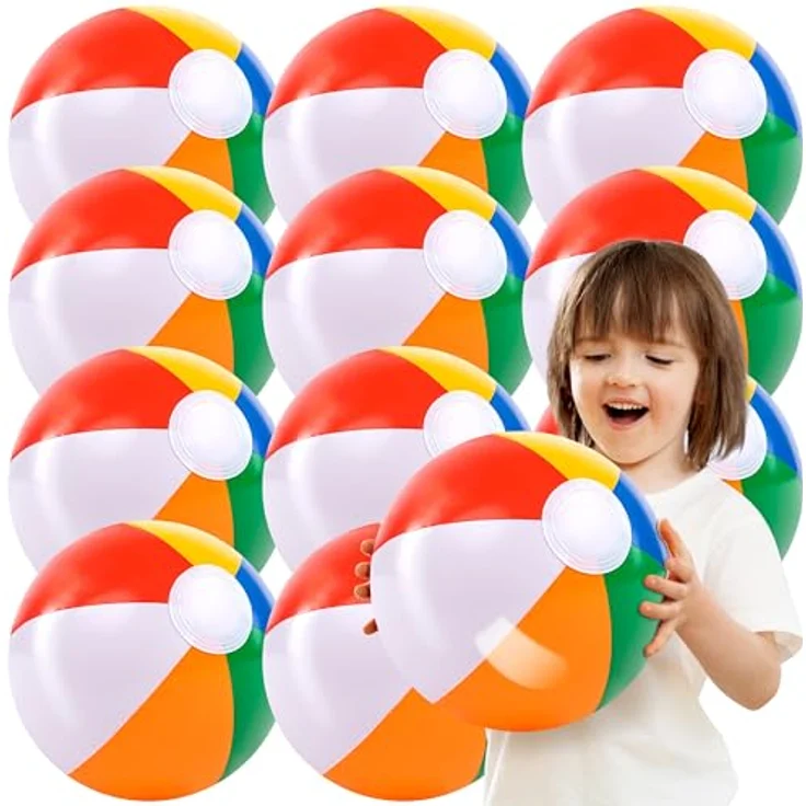 JOYIN 12er Set Aufblasbare Strandbälle, Ø 40 cm, Premium-Material für Kinder und Erwachsene, ideal für Sommer-Pool-Partys und Stranddekoration – Bild 1