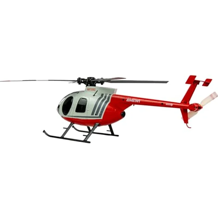Amewi Hughes MD500 Zivilhelikopter, 4-Kanal 6G RTF, rot/hellgrau, mit Auto-Start und stabilisiertem Flug – Bild 4