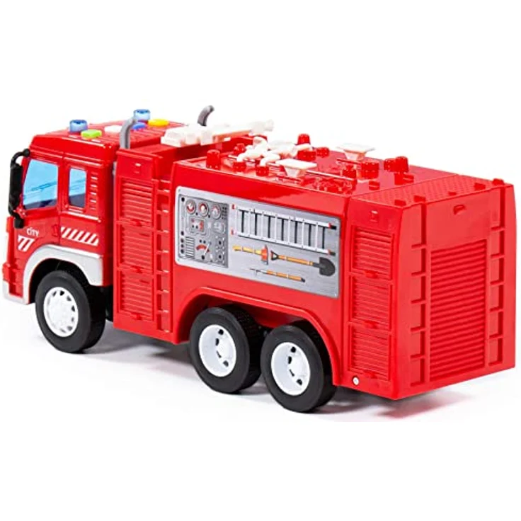 Feuerwehr LKW Kinder Spielzeug City Schwungrad Löschfahrzeug mit Licht Sound – Bild 2