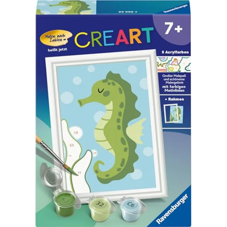 Ravensburger Malen nach Zahlen CreArt, Fröhliches Seepferdchen, Acrylfarben inklusive, Made in Europe, FSC® - schützt Wald - weltweit – Bild 3