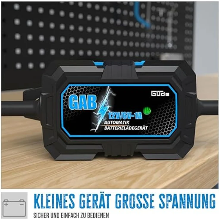 Güde Automatik Batterieladegerät GAB 12V/6V-1A, vollautomatisches Erhaltungsladegerät mit Inverter-Technologie, Verpolungs- und Kurzschlussschutz, für 4-30 Ah Batterien – Bild 4