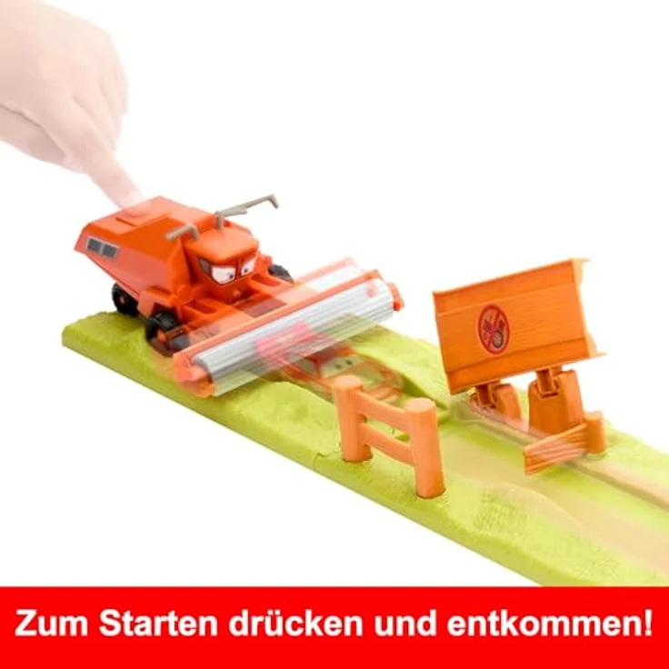 Mattel DISNEY Pixar Cars Trecker Erschrecker-Rennbahn Flucht vor Frank, Spielset mit 3 Autos, 2 Spielmöglichkeiten und Stunt-Rennen für Kinder ab 3 Jahren, HRX48 – Bild 2