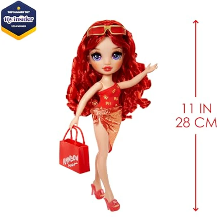 Rainbow High Anziehpuppe Rainbow High Swim & Style Fashion Doll- Ruby (Red), Bademodepuppe mit Accessoires – Bild 3