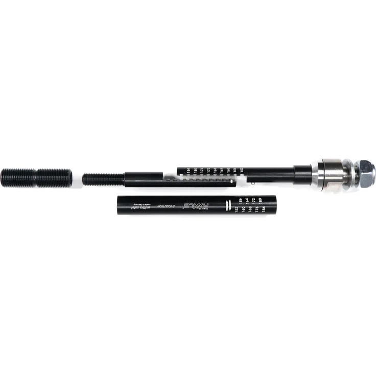 Radoxx Trailer AxXle Evolution, variable Anhänger-Steckachse für Fahrräder, einstellbar von 152 bis 184 mm, mit Distanzstücken und Gewinde-Adaptern