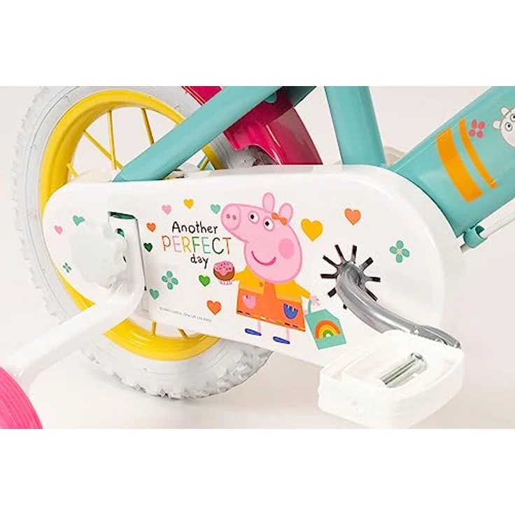 Toimsa Kinderfahrrad Peppa Pig 12 Zoll mit Stützrädern Korb Puppensitz 3-5 Jahre, Pink – Bild 2