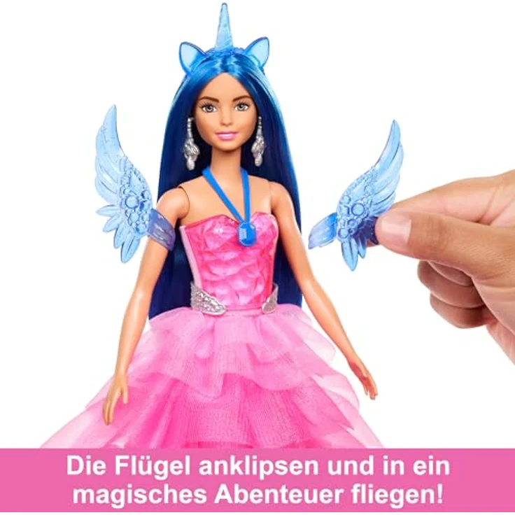 Barbie Anziehpuppe Saphire, zum 65. Geburtstag von Barbie, mit Einhorn-Accessoires, blau – Bild 3