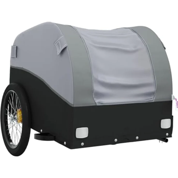 vidaXL Fahrradlastenanhänger Fahrradanhänger Schwarz und Grau 30 kg Eisen, Robustes Material, Praktisches Design, Cleveres Design – Bild 7