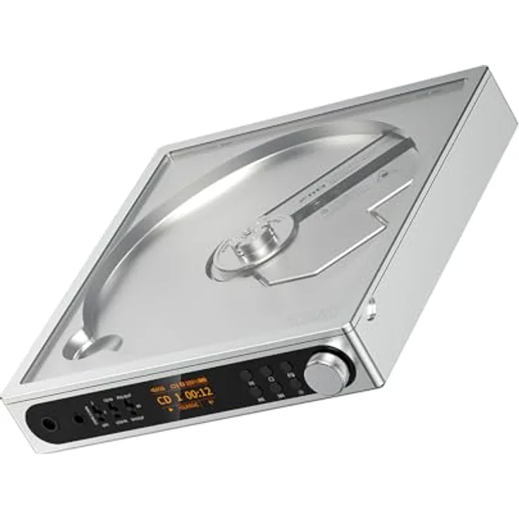 FiiO DM15 Tragbarer Stereo-CD-Player mit True 24Bit R2R DAC, 1150mW+1150mW High-Power-Ausgang, aptX Adaptiver Bluetooth-Sender, 24 Soundvoreinstellungen, HiFi USB Audio, HD-Display (Silber)