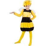 Maskworld Biene Maja Kostüm für Kinder 2-teilig (110-116), Lizenzkostüm mit Oberteil und Flügeln, schwarz-gelb