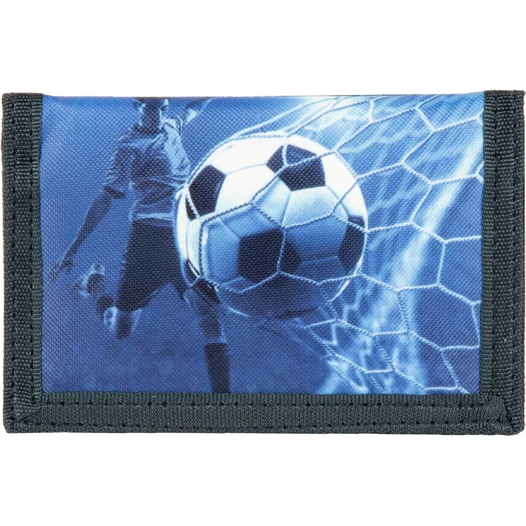 DERFORM Geldbörse Fussball Football Geldbörse Geldbeutel Kinder Portemonnaie, Kinderportemonnaie mit Klettverschluss, Münzfach, Sichtfach, blau – Bild 1