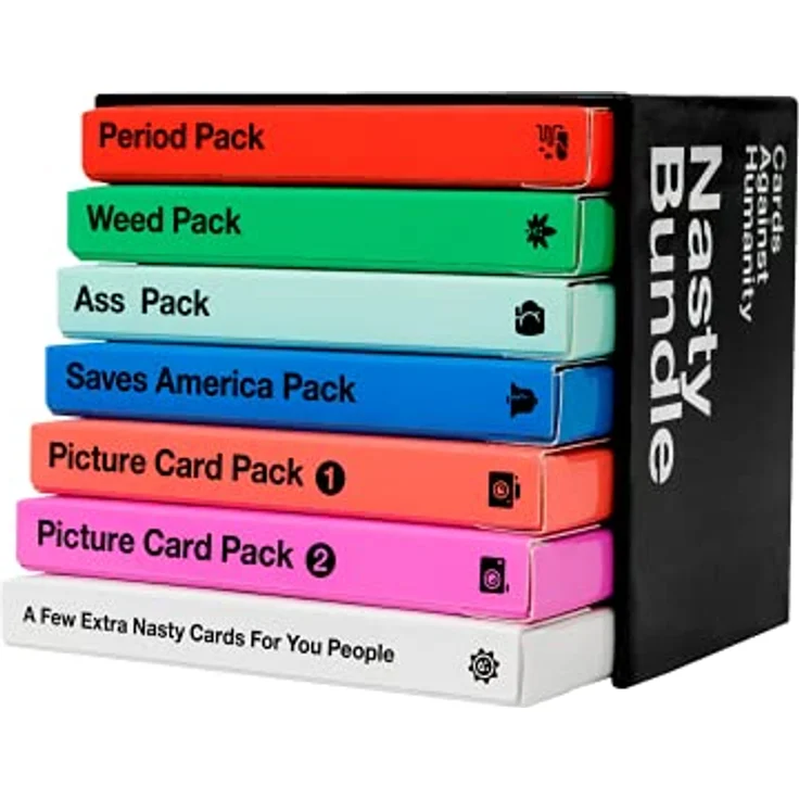 Cards Against Humanity Nasty Bundle, Kartenspiel mit 6 Themenpaketen + 10 neuen Karten, ab 17 Jahren – Bild 2