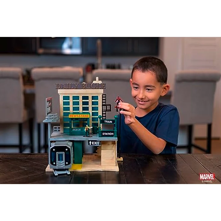 Jada Marvel Spider-Man NYC Deluxe Nano Scene, Diorama Daily Bugle mit 2 Metallfiguren, 20 cm – Bild 8