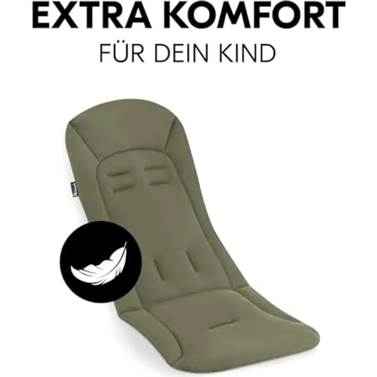 hauck Universal Sitzauflage für Buggys, Kinderwagen, Kinderfahrradanhänger, Baumwolle, Atmungsaktiv, Weich, Einfache Befestigung, Sommer & Winter (Olive) – Bild 5