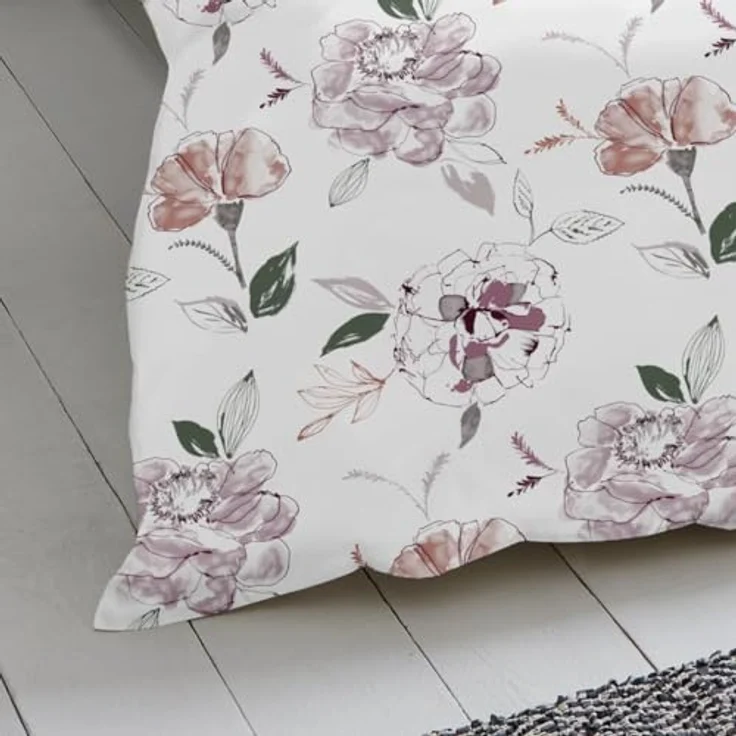 Traumschlaf Moderne Biber Bettwäsche Atherton Rose kuschelig weich aus 100% Baumwolle mit Reißverschluss - Made in Germany 155x220 cm + 80x80 cm, florales Design – Bild 4