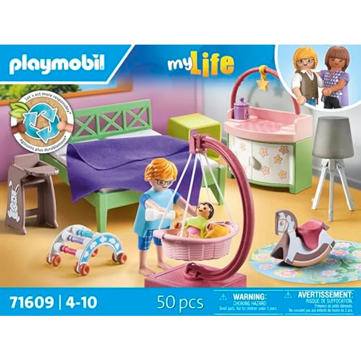 Playmobil® Konstruktions-Spielset Schlafzimmer mit Babyspielecke (71609), myLife, (50 St), Made in Europe – Bild 4