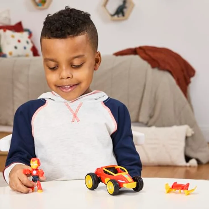 Marvel Iron Man and His Awesome Friends Iron Flitzer, 2-in-1 Spielset mit 7,6 cm Action-Figur und Fahrzeug, flexibel einsetzbares Accessoire für Kinder ab 3 Jahren – Bild 4