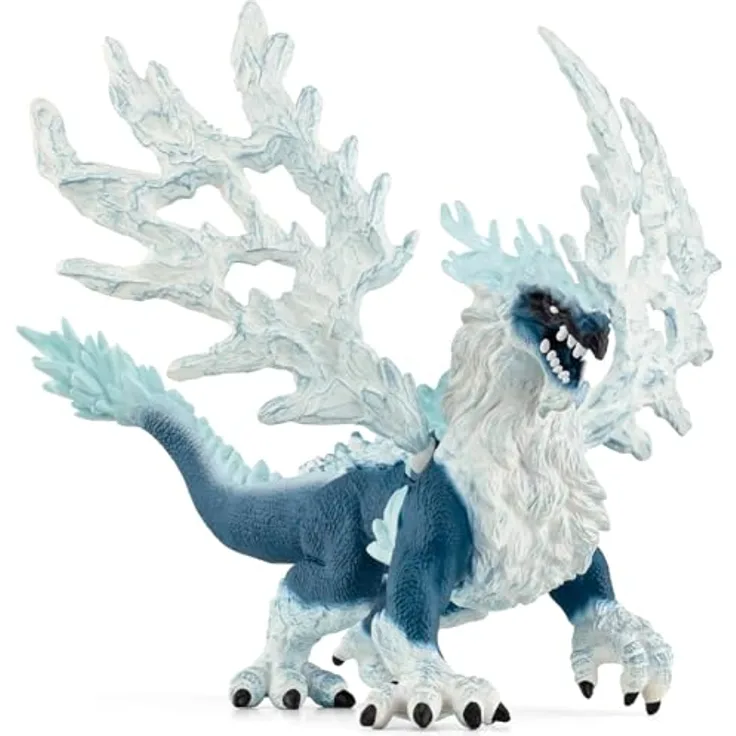 Schleich Eisdrache - Eldrador Creatures 70790, mit beweglichen silbernen Flügeln, blau