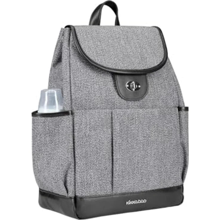 Kikka Boo Morice Wickeltasche Rucksack, verstellbar mit Magnetknöpfen und Drehverschluss, grau – Bild 3