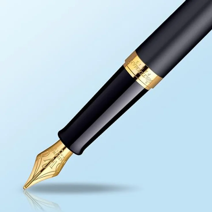 Waterman Hémisphère, Füllfederhalter in Schwarz mit 23 Karat Golddetails, Schreibfarbe Blau – Bild 5