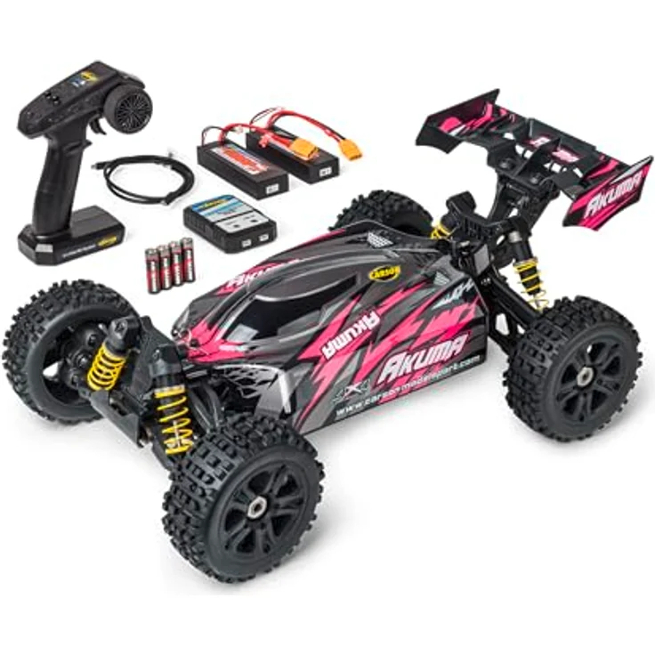 Carson Akuma Buggy 500409083, 1:8 RC Fahrzeug 4WD, 70 km/h, pink, wetterfest, inkl. 2x Lipo-Akkus und 2,4 GHz Fernsteueranlage – Bild 1
