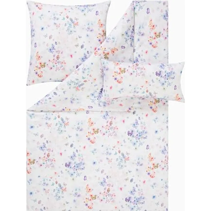 ESTELLA Bettwäsche Gabriela, Multicolor, 3-teilig, 155x220 cm + 80x80 cm + 40x80 cm, Mako-Satin, seidig-glänzende Oberfläche, pflegeleicht & trocknerfest, atmungsaktiv & anschmiegsam, 100% Baumwolle