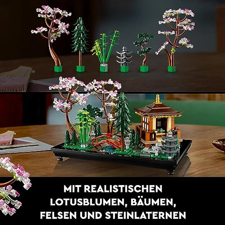 LEGO 10315 Icons Garten der Stille, Botanical Zen-Garten-Set für Erwachsene mit Lotusblumen, anpassbare Schreibtisch-Dekoration, inspiriert von Japan, achtsames Geschenk für Frauen und Männer – Bild 5