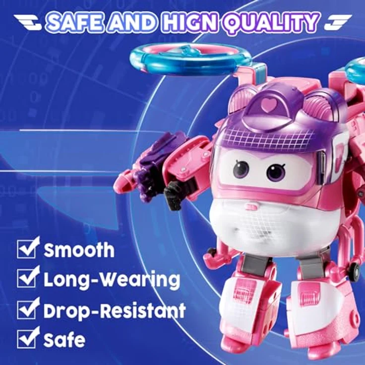 Super Wings Transformations-Flugzeug Supercharged Dizzy, 12,7 cm Roboterfigur und Flugzeug-Spielzeug, rosa, für Kinder ab 3 Jahren – Bild 5