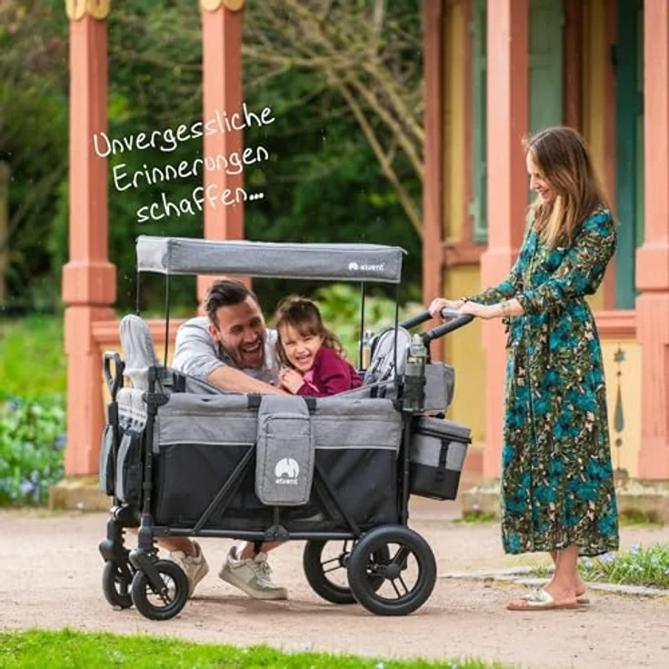 elvent ComfortPlus 2 Kinderwagen 2-Sitzer – faltbar, bis 80 kg, Sonnendach, Sitzpolster, 5-Punkte-Gurt, Fußbremse – Bild 2