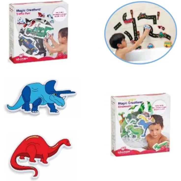 Edushape 547002/547009 Rigolo Bad, Motiv: Circuit/Les Dinosaurier, 2 Stück
