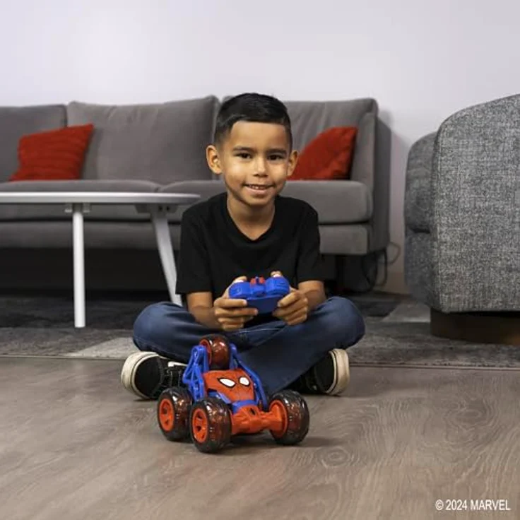 Jada Toys Spider-Man RC Stunt Car, 20 cm, ferngesteuertes Auto mit 5 Rädern, Licht, inkl. Akku & Batterien, Marvel Spielzeug für Kinder ab 5 Jahren – Bild 5