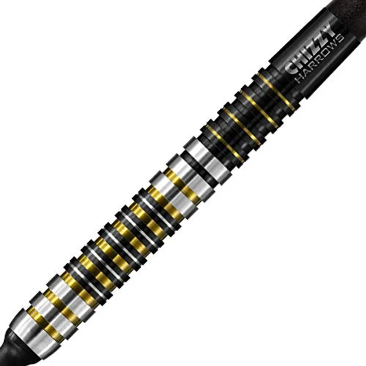 Harrows Soft Dave Chisnall Darts, 90% Tungsten Darts mit schwarzem Titannitrid-Finish und gelbgoldenen Akzenten, 18 Gramm – Bild 2