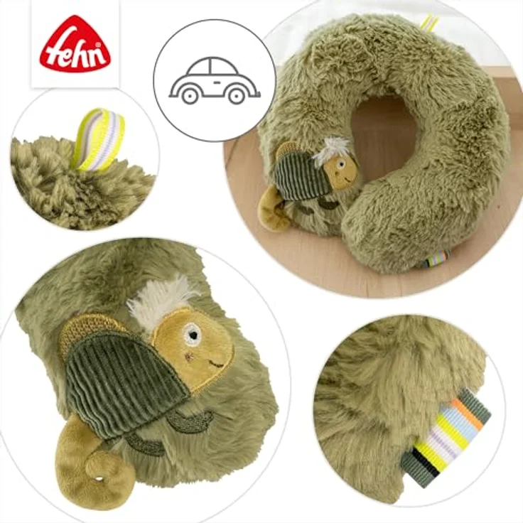 Fehn Nackenstütze Chamäleon, Ergonomisches Nackenkissen mit Tierapplikation, stützt und entlastet in Auto, Babyschale oder Kinderwagen, 24 x 22 cm, waschbar bei 30°C – Bild 5